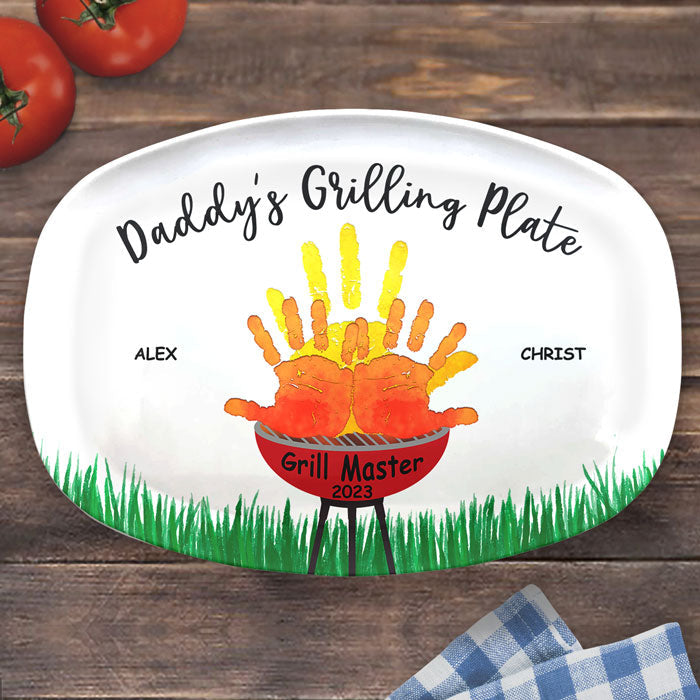 Daddy Grill Master - Family Personalized Custom Platter - Father's Day, Birthday Gift For Dad