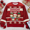 This Grandma Belongs To These Kids - Family Personalized Custom Ugly Sweatshirt - Unisex Wool Jumper - Christmas Gift For Grandma, Grandpa
